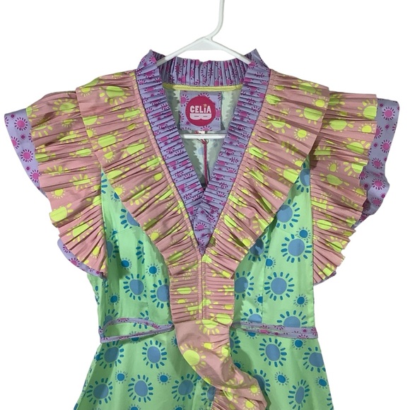 Celia B Orion Mini Dress Green-Multi - Picture 2 of 10